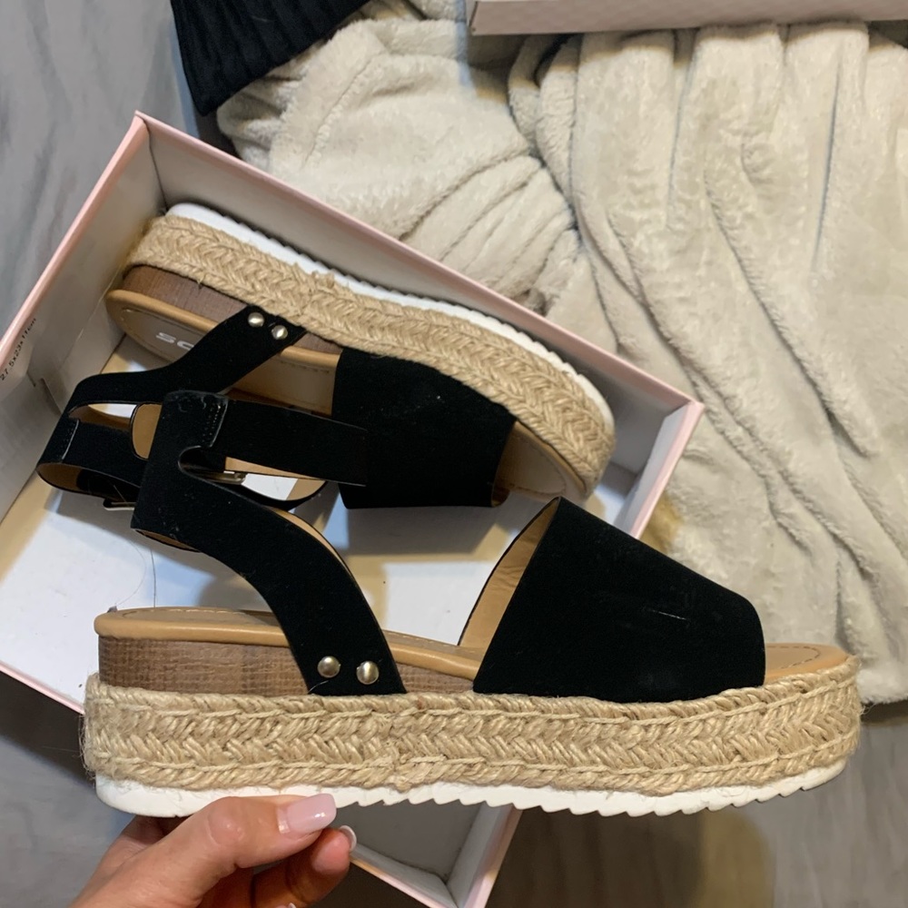 SODA Natural Womens Espadrille Flatform Sandals